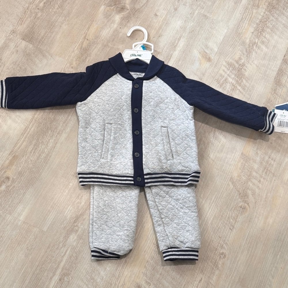 Little Me Navy and Gray Kids Matching Set